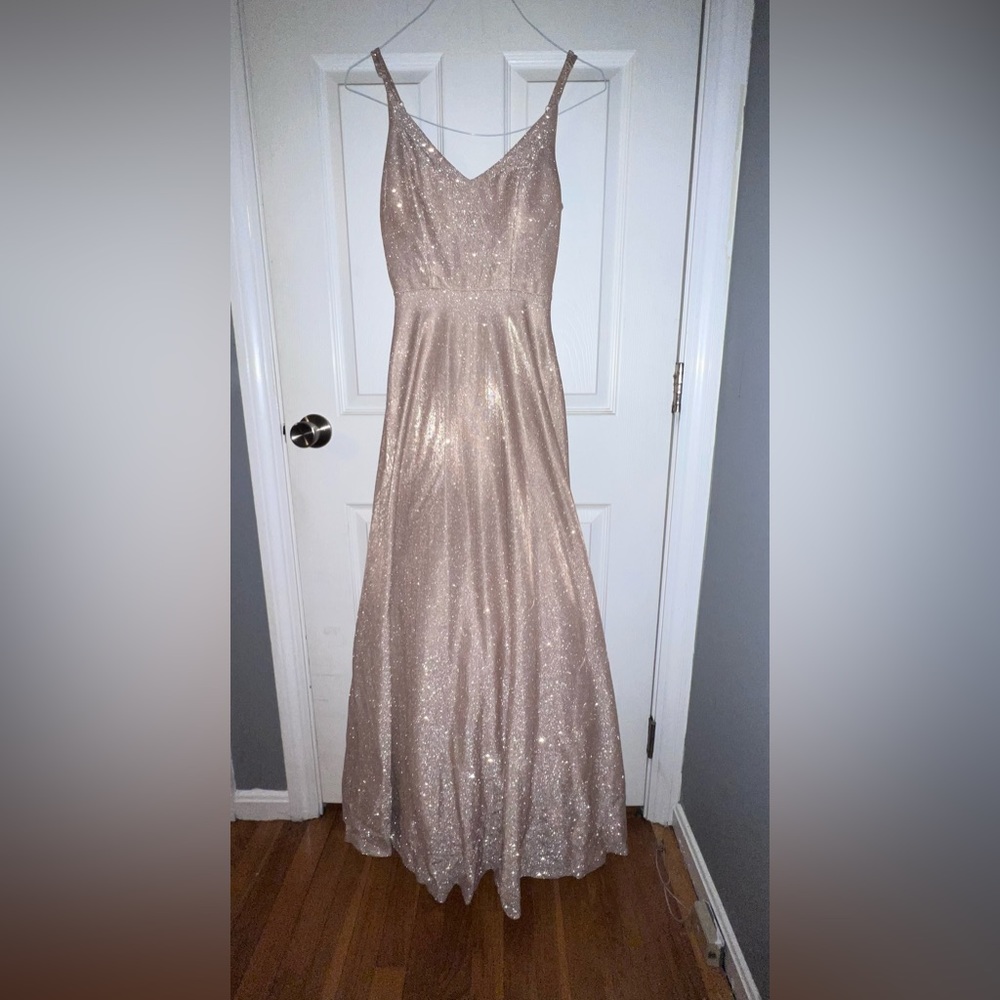 Champagne Glitter Knit Gown with Pockets